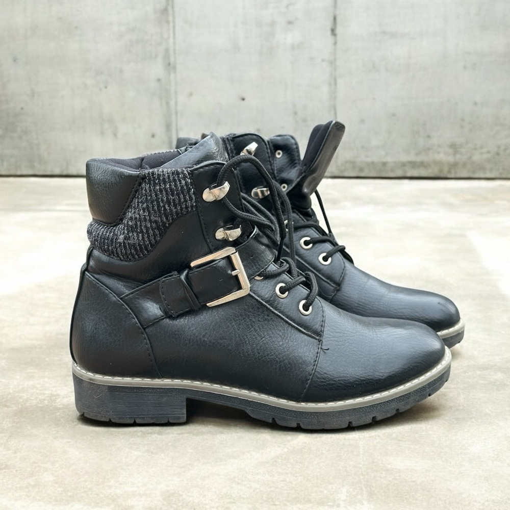 Nautica Black Moto Boots with Buckle Detail. - size 7 1/2